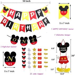 img 3 attached to 🎉 Danirora Mickey Mouse Party Decorations: Vibrant 1st Birthday Supplies for Kids with Mickey Banner, Themed Decor Pack, Balloons & Door Hanger