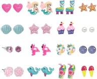 elesa miracle women girl 16 pairs flamingo mermaid unicorn stud earrings value set - enhance your seo logo