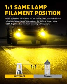 img 2 attached to 🌟 AUXITO H11 H8 H16 LED Fog Light Bulbs, 3000K Golden Yellow Light, Enhanced Brightness by 300%, Waterproof IP65, Non-polarity, Pack of 2, with High-Performance CSP LED Chips