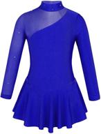 👧 inhzoy kids girls ice skating dress with long sleeves, splice cutout back, and tutu skirted design - suitable for figure skating, roller skating, and ballet dance логотип