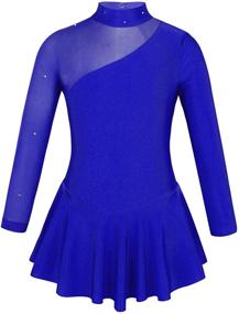 img 4 attached to 👧 Inhzoy Kids Girls Ice Skating Dress with Long Sleeves, Splice Cutout Back, and Tutu Skirted Design - Suitable for Figure Skating, Roller Skating, and Ballet Dance