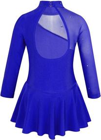 img 3 attached to 👧 Inhzoy Kids Girls Ice Skating Dress with Long Sleeves, Splice Cutout Back, and Tutu Skirted Design - Suitable for Figure Skating, Roller Skating, and Ballet Dance