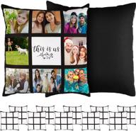 🎨 diy polyester cushion cover: sublimation blank panel pillow case 16 x 16 inches - 9 photo panel throw pillowcase for printing sofa couch (6-pack, no pillow insert) logo