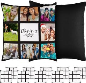 img 4 attached to 🎨 DIY Polyester Cushion Cover: Sublimation Blank Panel Pillow Case 16 x 16 Inches - 9 Photo Panel Throw Pillowcase for Printing Sofa Couch (6-Pack, No Pillow Insert)