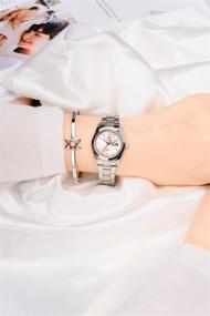 img 1 attached to ⌚ Luminous Waterproof Calendar Stainless Steel Dress Quartz Watch for Women