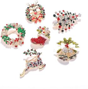 img 3 attached to 🎄 Danbihuabi Set of 6 Christmas Rhinestone Brooches Pins – Festive Jewelry Gifts for Girls