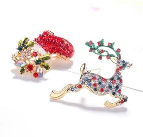 img 1 attached to 🎄 Danbihuabi Set of 6 Christmas Rhinestone Brooches Pins – Festive Jewelry Gifts for Girls