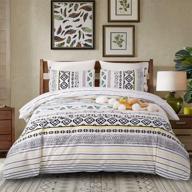 🛏️ ivellow stripe boho duvet cover set queen - 100% cotton white bohemian queen duvet cover with soft aztec reversible design - 3 piece geometric comforter cover - breathable and kid-friendly with convenient zipper closure logo