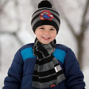 img 3 attached to 🧢 Warm & Adorable Nintendo Boys Winter Hat, Scarf, Gloves, and Mittens for Toddlers and Kids!