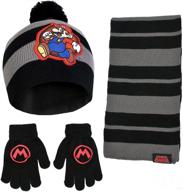 🧢 warm & adorable nintendo boys winter hat, scarf, gloves, and mittens for toddlers and kids! logo