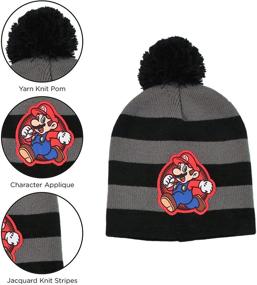 img 2 attached to 🧢 Warm & Adorable Nintendo Boys Winter Hat, Scarf, Gloves, and Mittens for Toddlers and Kids!