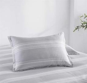 img 1 attached to 🛏️ SLEEPBELLA Striped Duvet Cover Queen Size: Reversible 3-Piece Bedding Set in Light Gray & White with 400 Thread Count Cotton Comforter Cover – Includes 1 Duvet Cover and 2 Pillow Shams