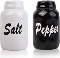 🏡 farmhouse salt and pepper shakers set: modern, ceramic, black-white duo for vintage, rustic, shabby chic kitchen décor logo