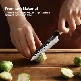 img 3 attached to 🔪 KEEMAKE Paring Knife - 4.5 inch Japanese Small Kitchen Knife with Octagon Wood Handle, High Carbon Stainless Steel Blade - Sharp Japanese Fruit Knife for Precise Cutting