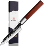 🔪 keemake paring knife - 4.5 inch japanese small kitchen knife with octagon wood handle, high carbon stainless steel blade - sharp japanese fruit knife for precise cutting logo