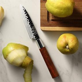 img 1 attached to 🔪 KEEMAKE Paring Knife - 4.5 inch Japanese Small Kitchen Knife with Octagon Wood Handle, High Carbon Stainless Steel Blade - Sharp Japanese Fruit Knife for Precise Cutting