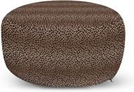 🦁 lunarable yellow ombre ottoman pouf, leopard print inspired color transitioning decorative foot rest, removable cover for living room and bedroom, beige caramel logo