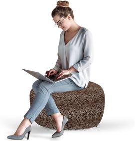 img 3 attached to 🦁 Lunarable Yellow Ombre Ottoman Pouf, Leopard Print Inspired Color Transitioning Decorative Foot Rest, Removable Cover for Living Room and Bedroom, Beige Caramel