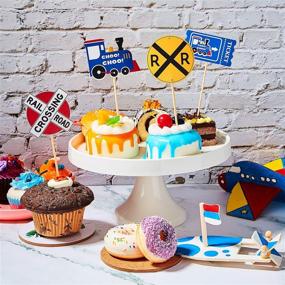 img 2 attached to 🚂 Choo-Choo! All Aboard the Railroad Party Crossing with 48 Steam Train Cupcake Toppers for a Fun-Filled Birthday Bash!