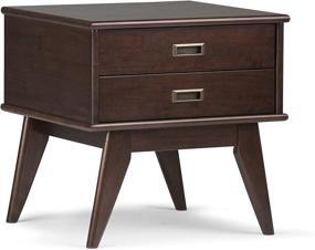 img 4 attached to 🪑 Mid Century Modern End Side Table with Storage, 2 Drawers | SIMPLIHOME Draper | Solid Hardwood | 22" Wide | Medium Auburn Brown | Living Room & Bedroom