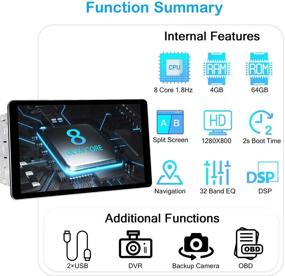 img 3 attached to 🚗 JOYING 8 Inch Double Din 4+64GB Android 10.0 Car Radio with IPS Detachable Touch Display - Support 4G SIM Card, 5Ghz WiFi, FM Radio, GPS Sat Navigation & More!