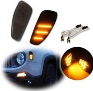 🚦 gtinthebox smoked lens amber led side marker turn signal lights set, compatible with 2014-2022 jeep renegade, 2 pcs side marker lamp kit logo