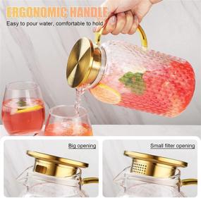 img 2 attached to 🥤 Drip-Free Glass Pitcher - 66 oz Fridge Door Water Pitcher with Lid - 18/8 Stainless Steel Iced Tea & Beverage Carafe - Heat Resistant Glass - Easy to Clean - Ideal for Cold & Hot Drinks, Juice & Iced Tea