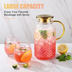 img 3 attached to 🥤 Drip-Free Glass Pitcher - 66 oz Fridge Door Water Pitcher with Lid - 18/8 Stainless Steel Iced Tea & Beverage Carafe - Heat Resistant Glass - Easy to Clean - Ideal for Cold & Hot Drinks, Juice & Iced Tea