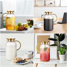 img 1 attached to 🥤 Drip-Free Glass Pitcher - 66 oz Fridge Door Water Pitcher with Lid - 18/8 Stainless Steel Iced Tea & Beverage Carafe - Heat Resistant Glass - Easy to Clean - Ideal for Cold & Hot Drinks, Juice & Iced Tea