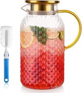 🥤 drip-free glass pitcher - 66 oz fridge door water pitcher with lid - 18/8 stainless steel iced tea & beverage carafe - heat resistant glass - easy to clean - ideal for cold & hot drinks, juice & iced tea logo