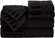 🛀 deluxe plush bath towel set - chevron patterned cotton luxury spa towels (black) by lavish home - 6-piece body, hand, and face towels logo