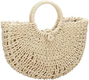 img 3 attached to Natural Straw Summer Rattan Handbag