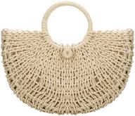 natural straw summer rattan handbag logo