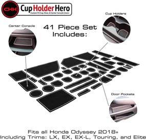 img 2 attached to 🚗 Honda Odyssey Accessories 2018-2022 CupHolderHero - Premium Custom Interior Non-Slip Anti Dust Cup Holder Inserts, Center Console Liner Mats, Door Pocket Liners 40-pc Set with White Trim