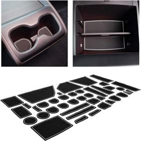 img 4 attached to 🚗 Honda Odyssey Accessories 2018-2022 CupHolderHero - Premium Custom Interior Non-Slip Anti Dust Cup Holder Inserts, Center Console Liner Mats, Door Pocket Liners 40-pc Set with White Trim
