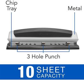 img 3 attached to 🖨️ Swingline Desktop Hole Punch: Precision Pro, Adjustable with 10 Sheet Punch Capacity - Black/Silver (74037)