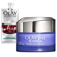 💕 olay regenerist retinol eye cream + retinol 24 night eye cream gift set (0.5oz) with travel/trial size whip face moisturizer logo