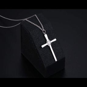 img 3 attached to Elegant Easter Cross Necklace in Sterling Silver | Unisex Gift with Long Chain for Men, Women, Boys, and Girls
