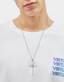 img 1 attached to Elegant Easter Cross Necklace in Sterling Silver | Unisex Gift with Long Chain for Men, Women, Boys, and Girls