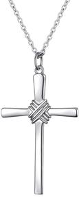 img 4 attached to Elegant Easter Cross Necklace in Sterling Silver | Unisex Gift with Long Chain for Men, Women, Boys, and Girls