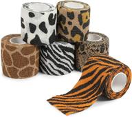 🐾 animal print self adhesive bandage wraps, cohesive tape (2 in x 5 yards, 6 pack): versatile & stylish protection for wounds and injuries логотип