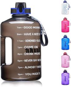 img 4 attached to 🚰 128oz Water Bottle with Time Marker - Large Gallon Size, Leak-Proof and BPA Free - Ideal for Running, Fitness, Camping, Hiking, Outdoor Sports - Wide Mouth Reusable Drinking Jug