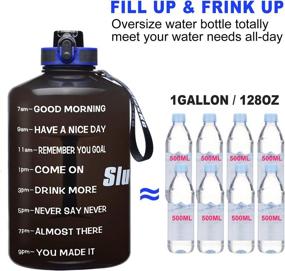 img 3 attached to 🚰 128oz Water Bottle with Time Marker - Large Gallon Size, Leak-Proof and BPA Free - Ideal for Running, Fitness, Camping, Hiking, Outdoor Sports - Wide Mouth Reusable Drinking Jug