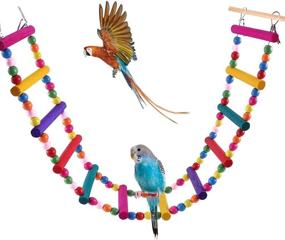 img 4 attached to 🐦 Enhance Pet Training & Playtime with Bonaweite Bird Parrot Toys: Colorful Rope Step Ladder Swing Bridge for Cockatiel Conure Parakeet – Cage Accessories and Decoration