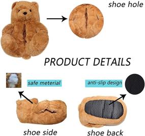 img 2 attached to 🐻 DreamQi Teddy Bear Slippers for Kids: Soft, Anti-Slip Plush Animal House Shoes for Warm and Cozy Toddler Feet