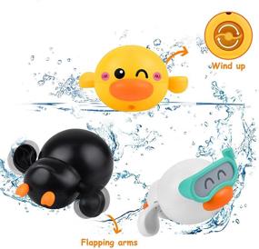 img 3 attached to 🦆 LiKee Floating Wind-up Ducks Baby Bath Toys - Water Play Set with Net, Ideal Gift for Bathtub, Shower, Beach - Ages 1-6 (3 Ducks & 1 Net)