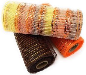 img 3 attached to 🍂 Crafting Wreath Mesh Rolls: Pack of 3 Decorative Fall Harvest Styles