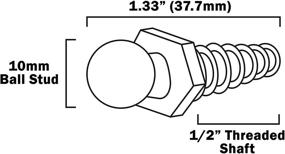 img 1 attached to 🔩 Red Hound Auto 4 Ball Stud Mounting 10 mm M8-1.25 1/2 Inch Thread Shaft: Gas Prop Strut Spring Lift for Automotive Applications