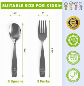 img 2 attached to 🍴 Stainless Steel Kids Silverware Set - Child and Toddler Safe Flatware - Kids Utensil Set - Metal Kids Cutlery Set (6 Piece, Stainless Steel) - Enhance Your Child's Dining Experience!