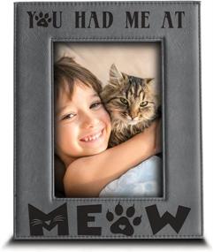 img 4 attached to BELLA BUSTA - Meow-Inspired Cat Frame: Engraved Leather Picture Frame for Pets (4 x 6 Vertical)